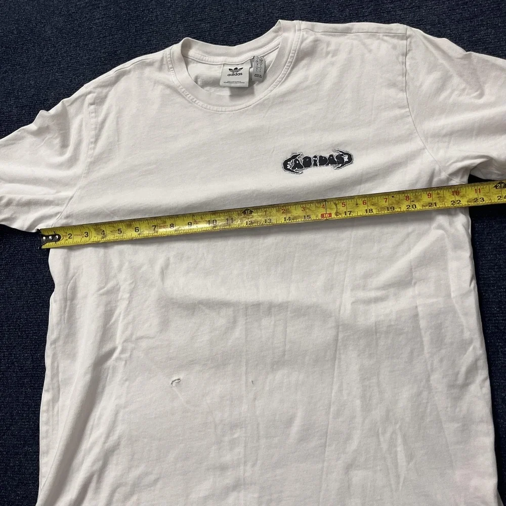 Adidas Originals Shirt Mens‎ Large White 3 Stripe Back Print Graphic Tee T-Shirt
